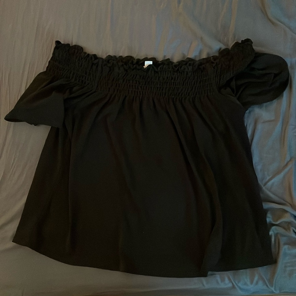 Black over the shoulder chiffon top